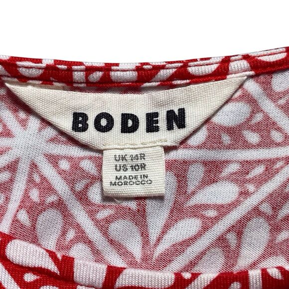 BODEN Amelie Jersey Dress Red Flame Scarlet Mosaic Size 10 EUC Short Sleeve - Picture 4 of 16